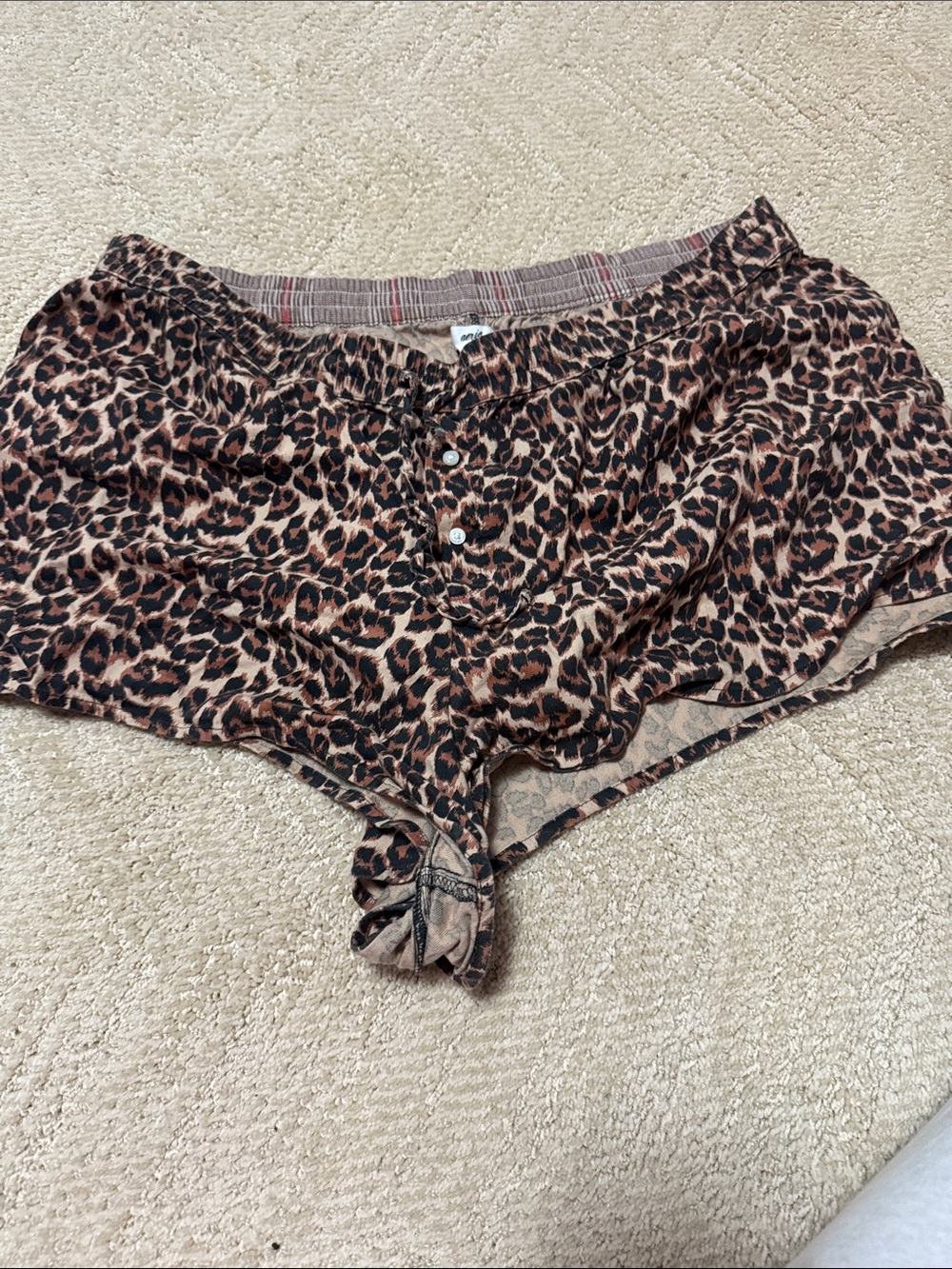 aerie Leopard Print Sleep Shorts in Brown and Black